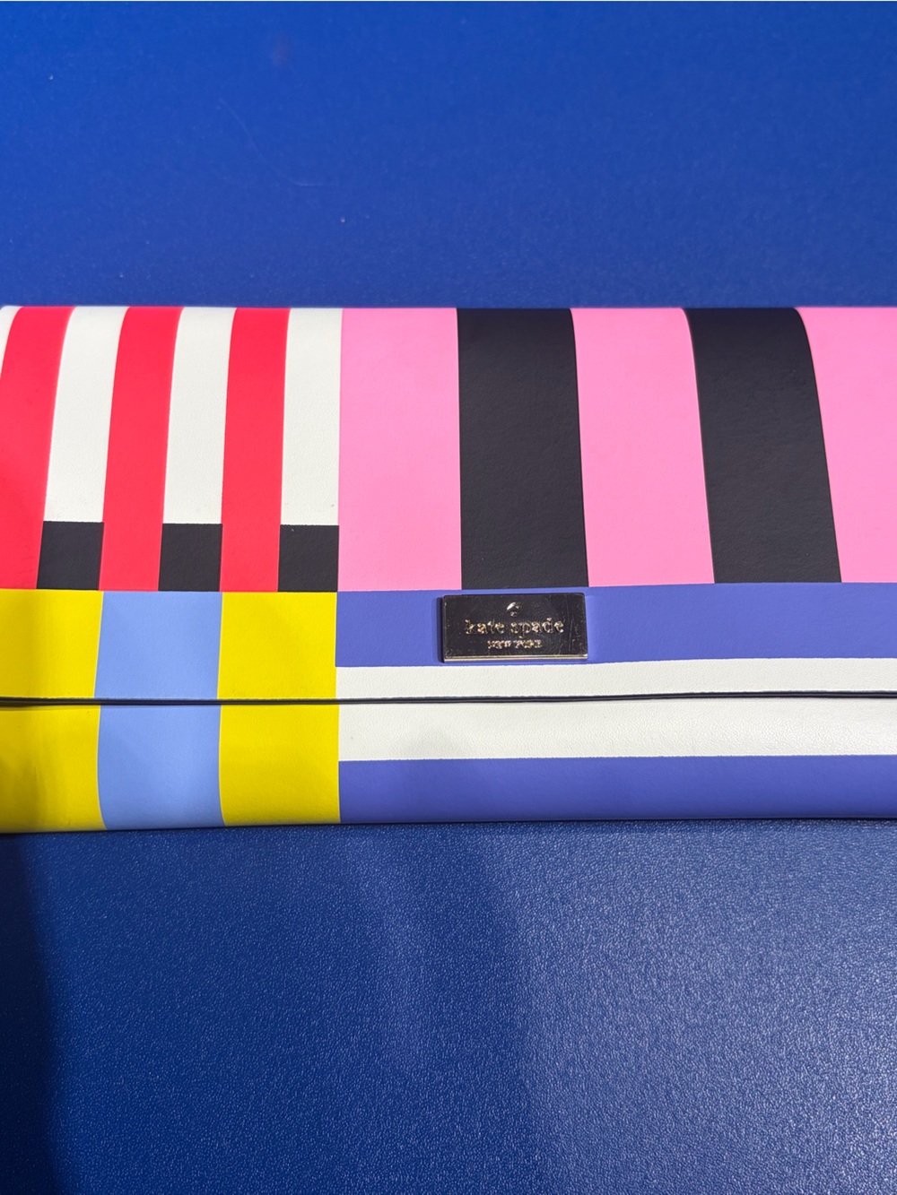 Kate Spade Multicolor Striped Foldover Clutch
